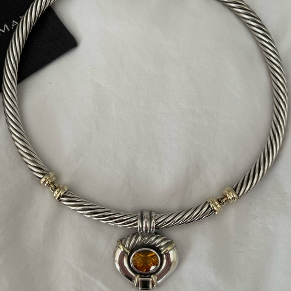 David Yurman cable necklace with citrine and peridot enhancer - Picture 2 of 7